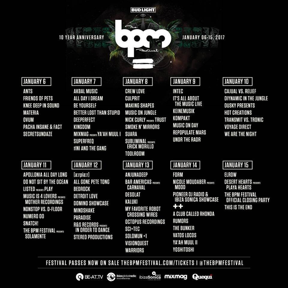 Iflyer 2017年に10周年を迎える The Bpm Festival 10日間に渡るショーケース第1弾を公開